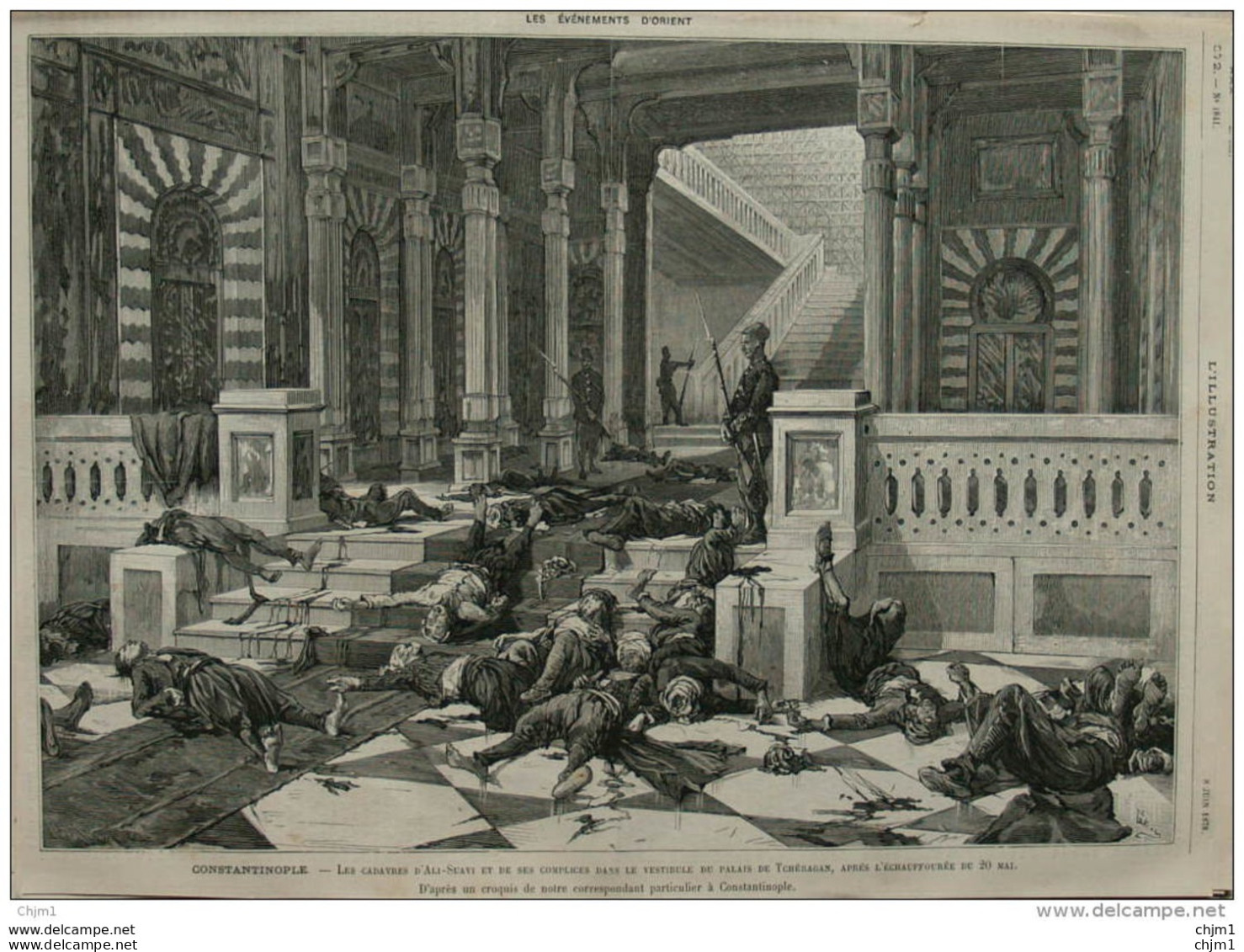 Constantinople - Les Cadavres D'Ali-Suavi Et De Ses Complices Dans Le Vestibule -  Page Original - 1878 - Historische Dokumente