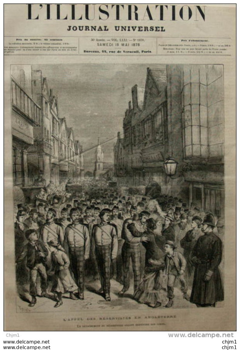 L'appel Des Réservistes En Angleterre - Détachement De Réservistes - Page Original - 1878 - Historische Dokumente