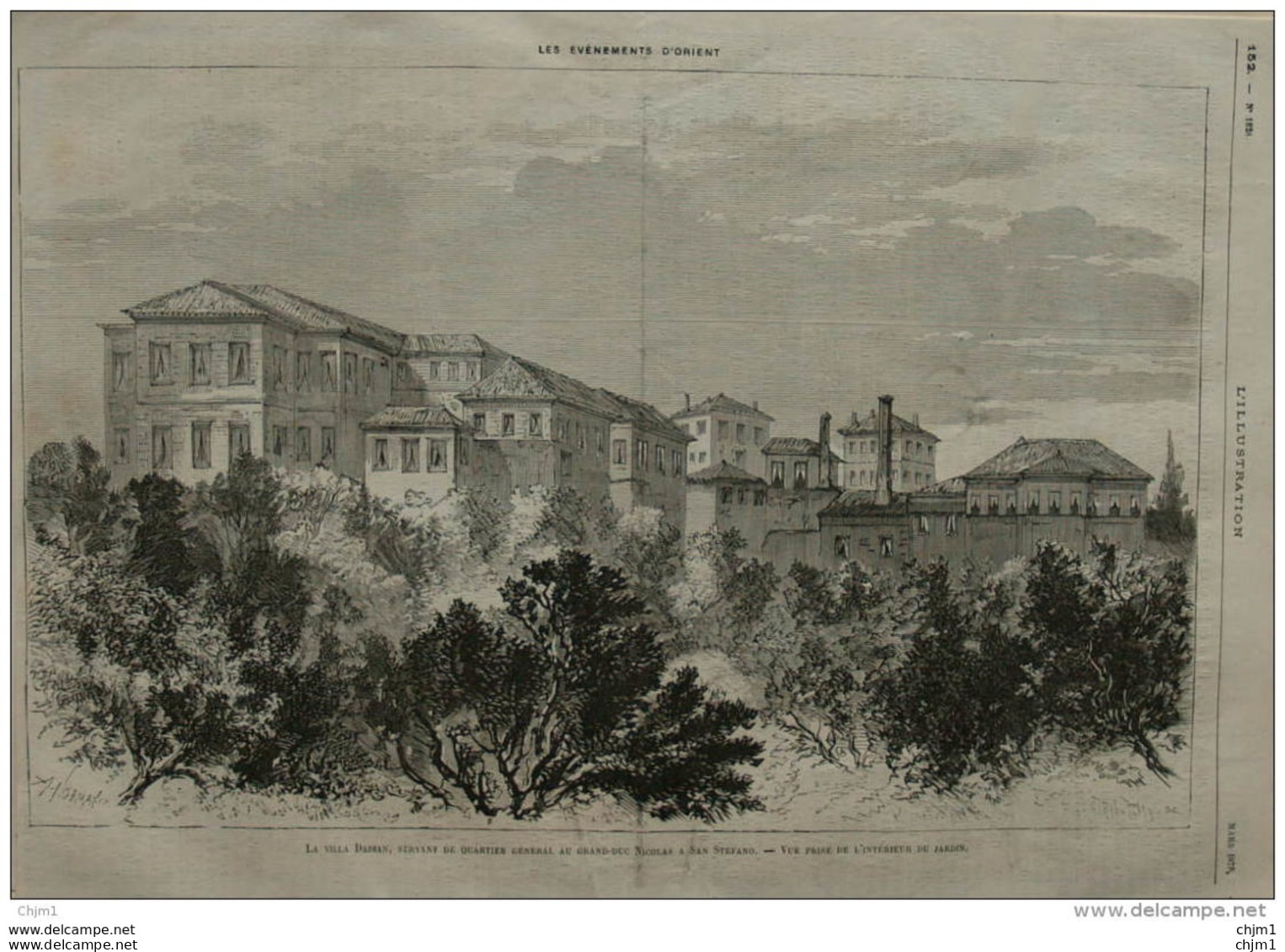 événements D'Orient - Villa Dadian, Servant Du Quartier Géneral Au Grand-Duc Nicolas à San Stefano  Page Original - 1878 - Documents Historiques