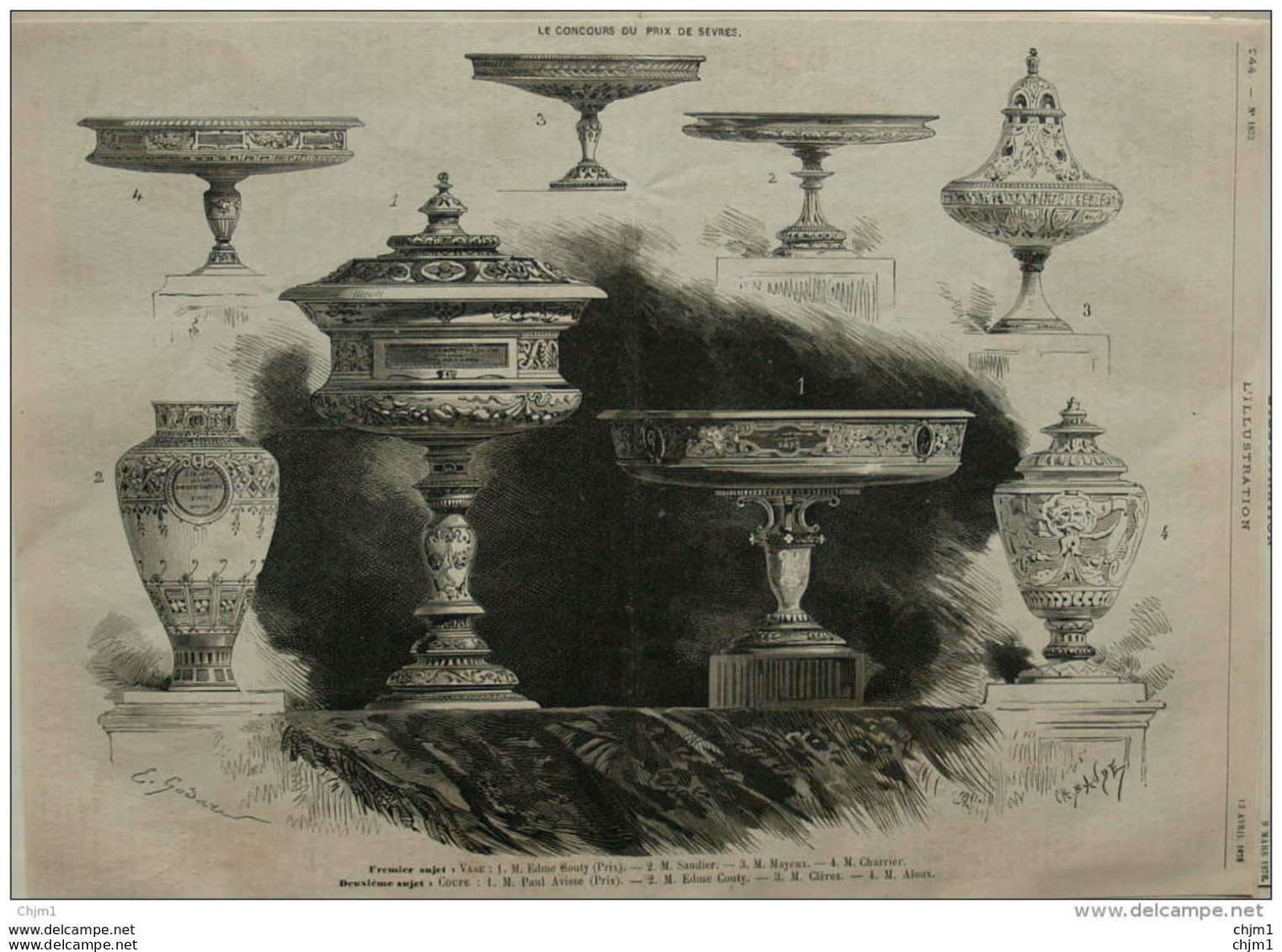 Le Concours Du Prix De Sevres - Vase - Coupe -   Page Original - 1878 - Historische Dokumente