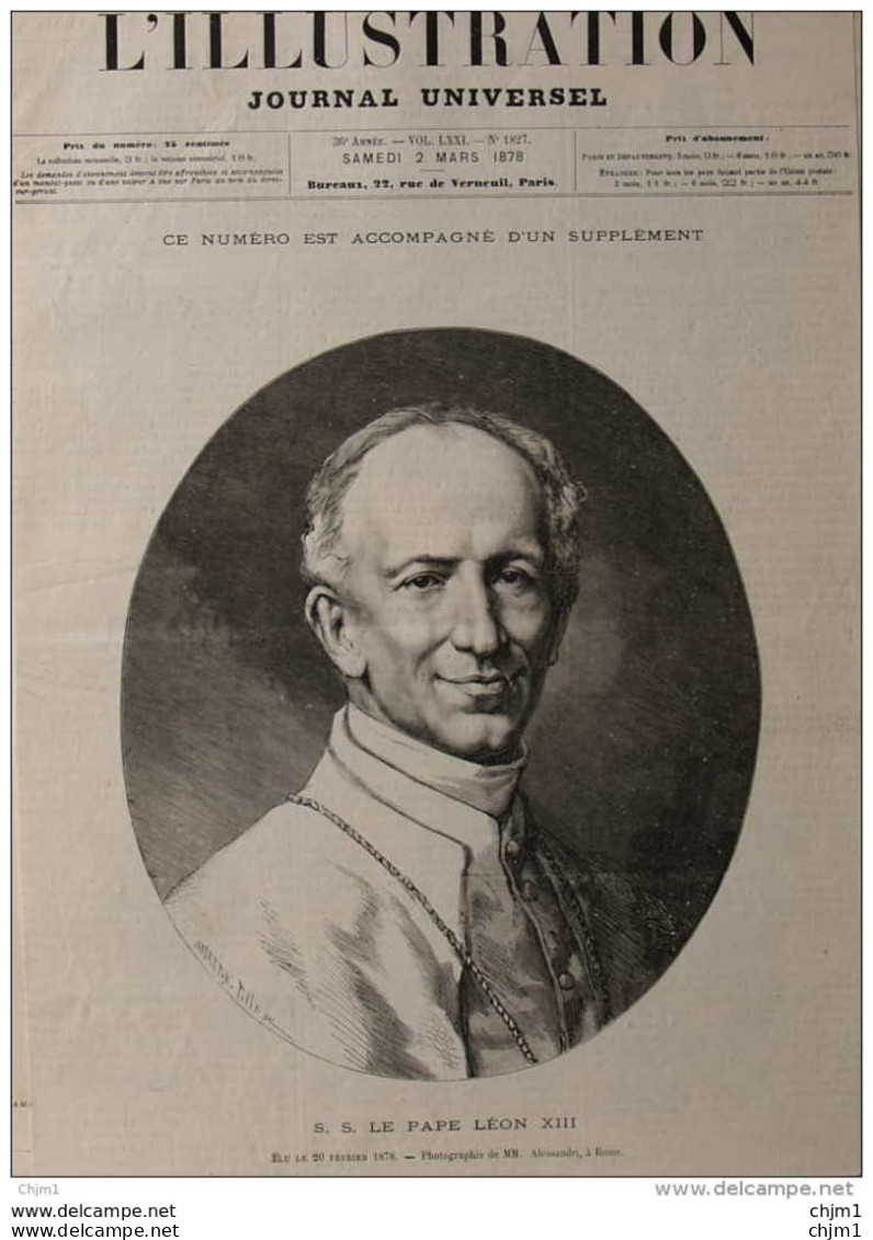 S. S. Le Pape Léon XIII - Page Original 1878 - Historische Dokumente