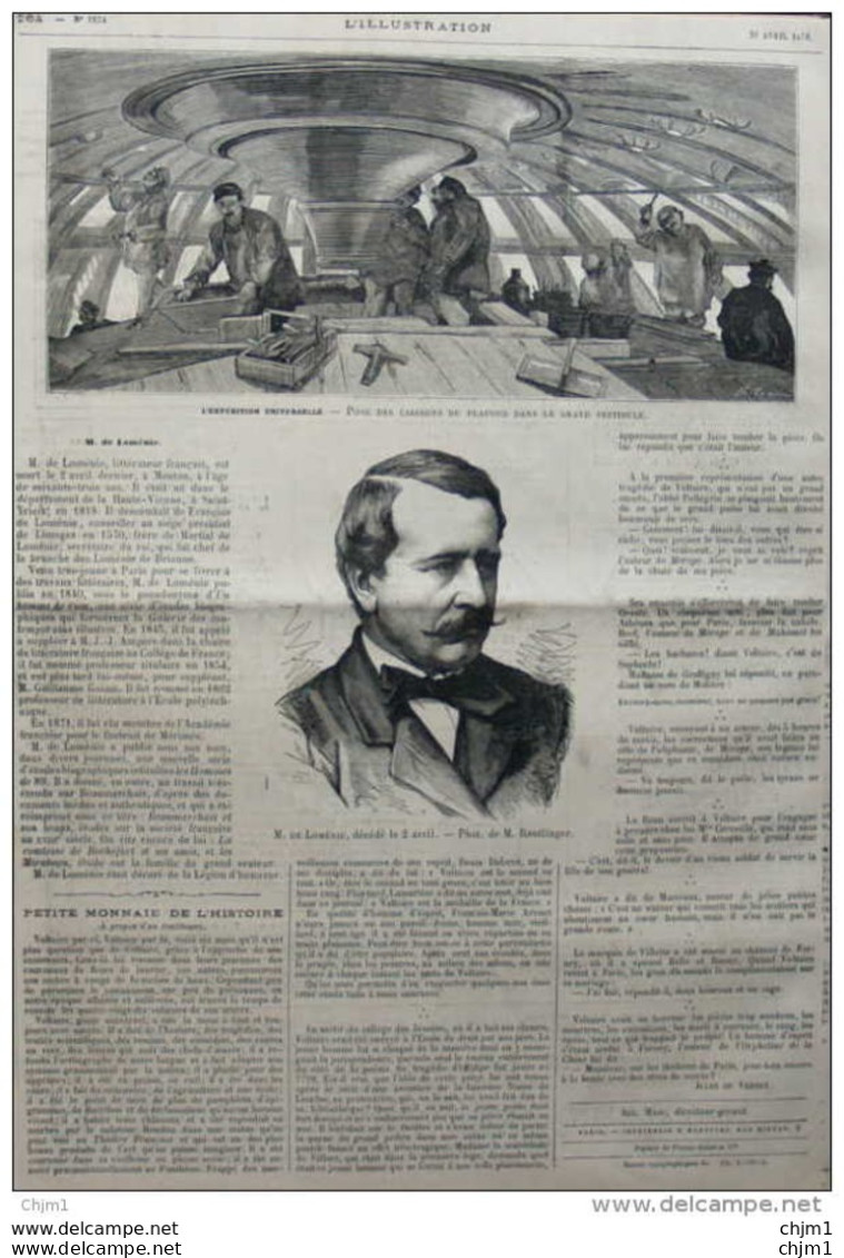 M. De Loménie, Littérateur Francais Est Mort à Menton - Page Original 1878 - Documents Historiques