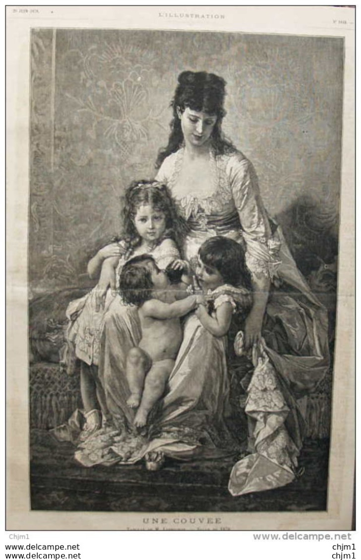 "Une Couvée" - Tableau De M. Lobrichon - Page Original 1878 - Documents Historiques