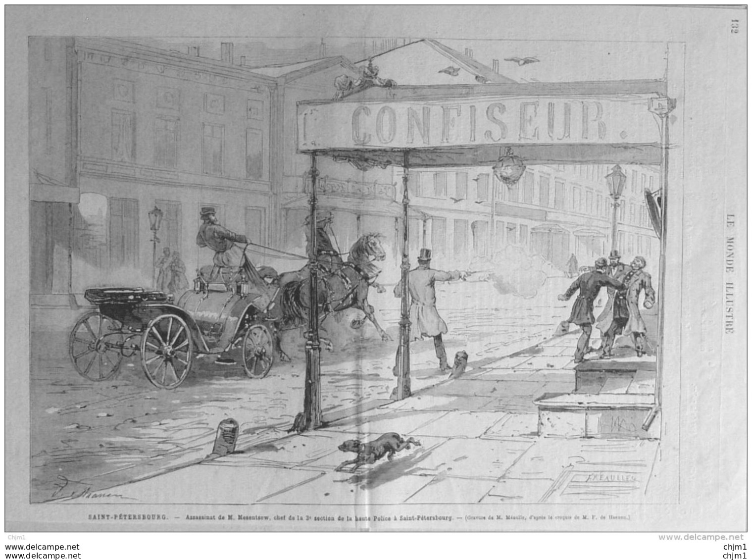 Saint-Petersbourg - Assassinat De M. Mesentsew, Chef De La 3e Séction De  La Haute Police - Page Original 1878 - Documents Historiques