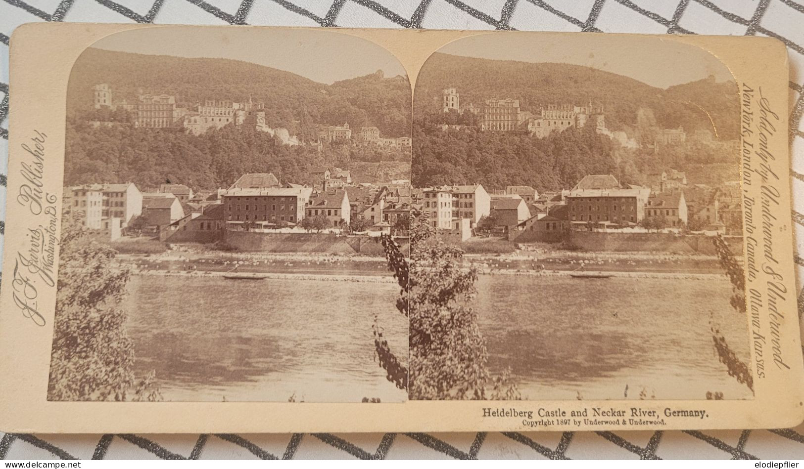 Château De Heidelberg Et La Rivière Neckar, Allemagne. Underwood Stéréo - Stereoscoopen