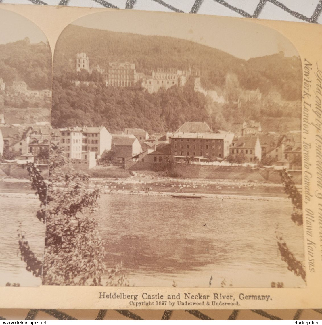 Château De Heidelberg Et La Rivière Neckar, Allemagne. Underwood Stéréo - Visionneuses Stéréoscopiques