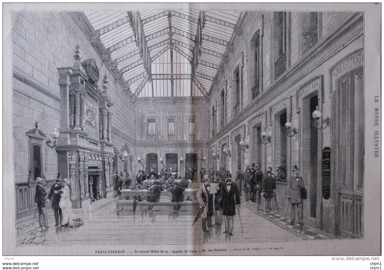 Paris-Finance - Le Nouvel Hôtel De La "Gazette De Paris", Rue Taitbout - Page Original - 1878 - Documents Historiques