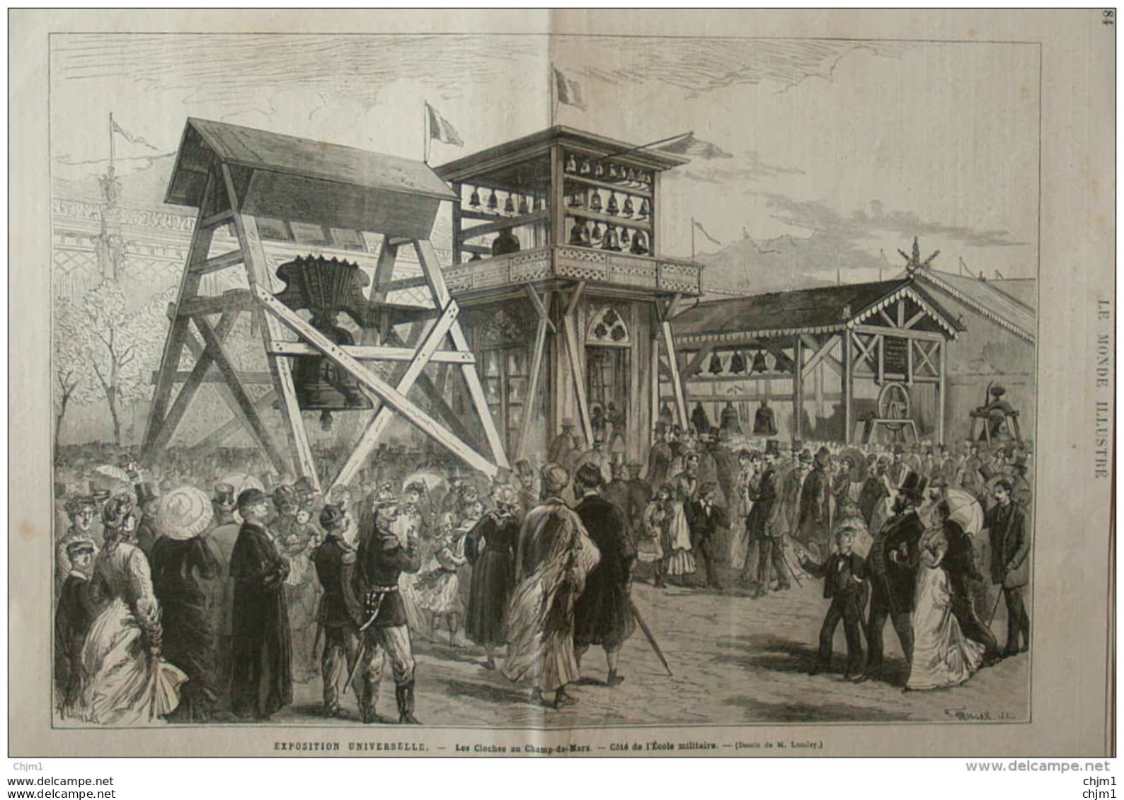 Exposition Universelle - Les Cloches Au Champs-de-Mars - Page Original - 1878 - Documents Historiques
