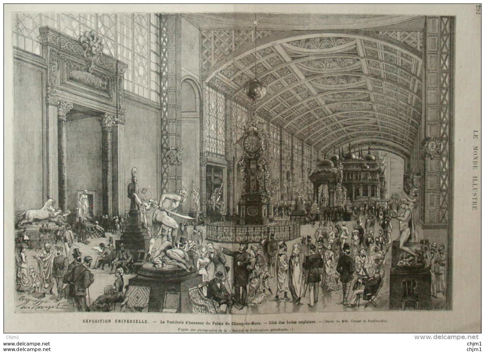 Exposition Universelle - Le Vestibule D'honneur Du Palais Du Champ-de-Mars - Page Original - 1878 - Documents Historiques