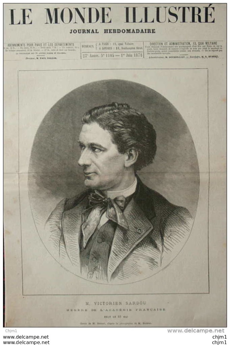 M. Victorien Sardou  - Page Original - 1878 - Documents Historiques