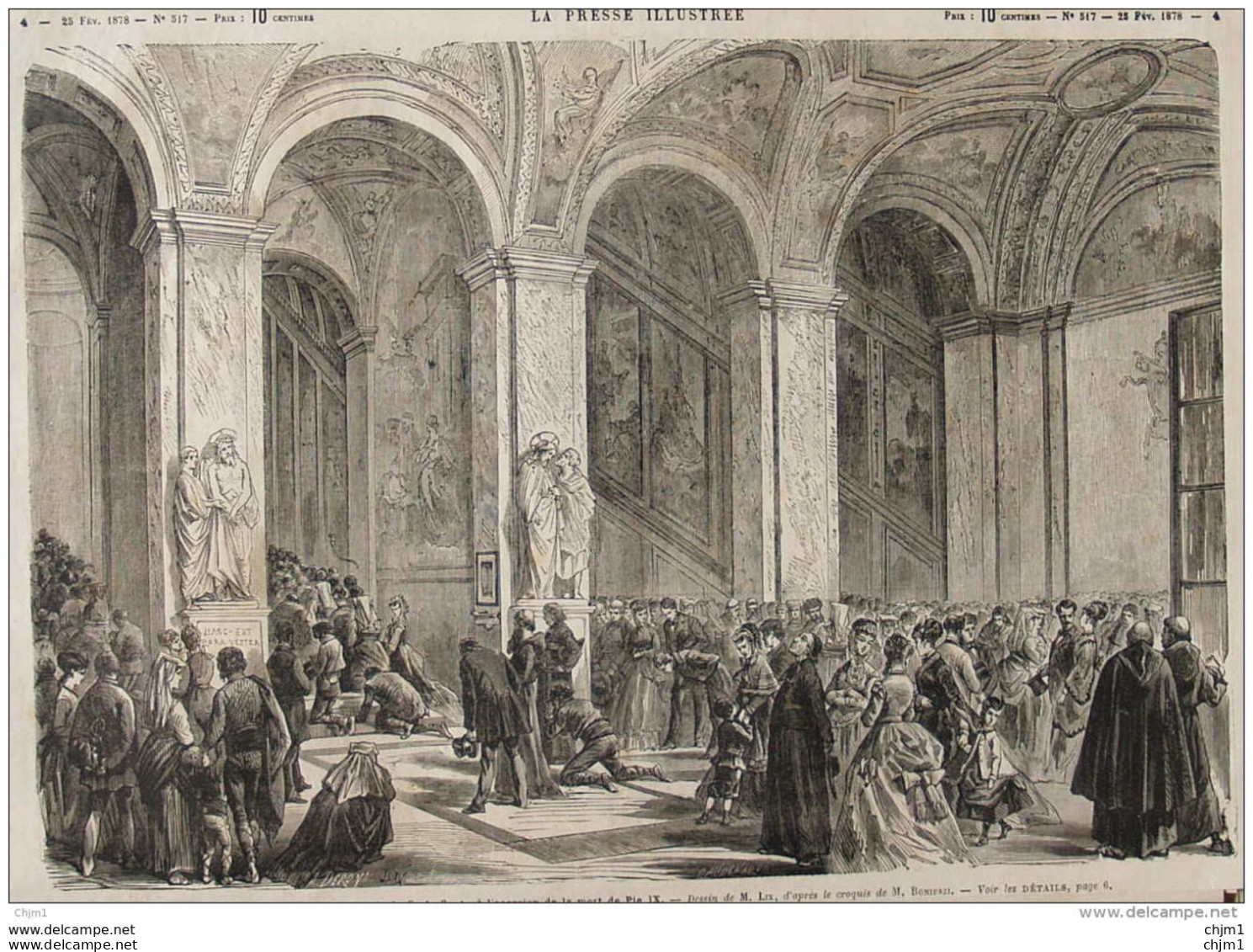 Rome - Les Prières Dans L'église De La Scala Santa à L'occassion De La Mort De Pie IX -  Page Original - 1878 - Historische Dokumente