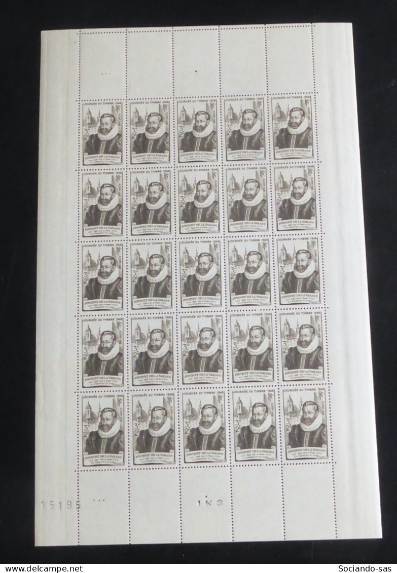 FRANCE - 1946 - N°YT. 754 - Fouquet - Feuille Complète - Neuf Luxe ** / MNH - Full Sheets