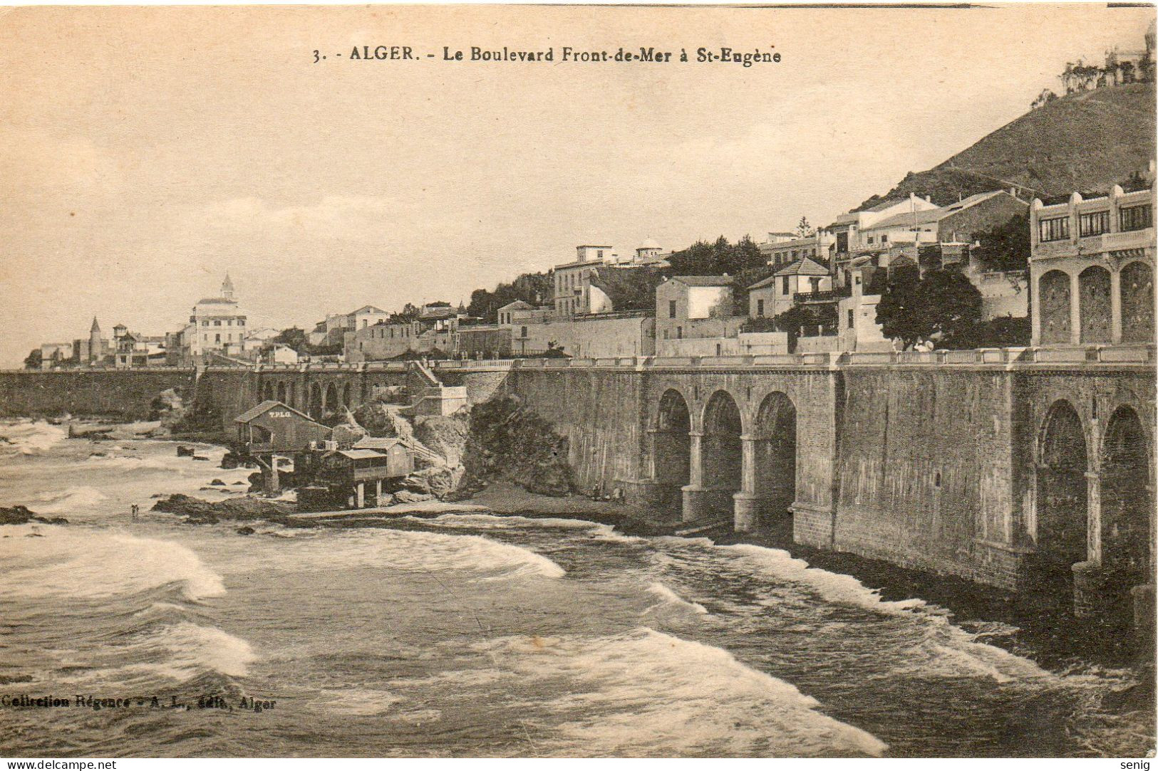 ALGERIE - ALGER - 3 - Boulevard Du Front De Mer à St Eugène - Collection Régence A. L. édit. Alger (Leroux) - Altri & Non Classificati