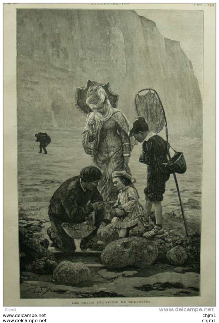 Les Petits Pêcheurs De Crevettes - Tableau De M. Rudaux - Page Original  1879 - Documents Historiques