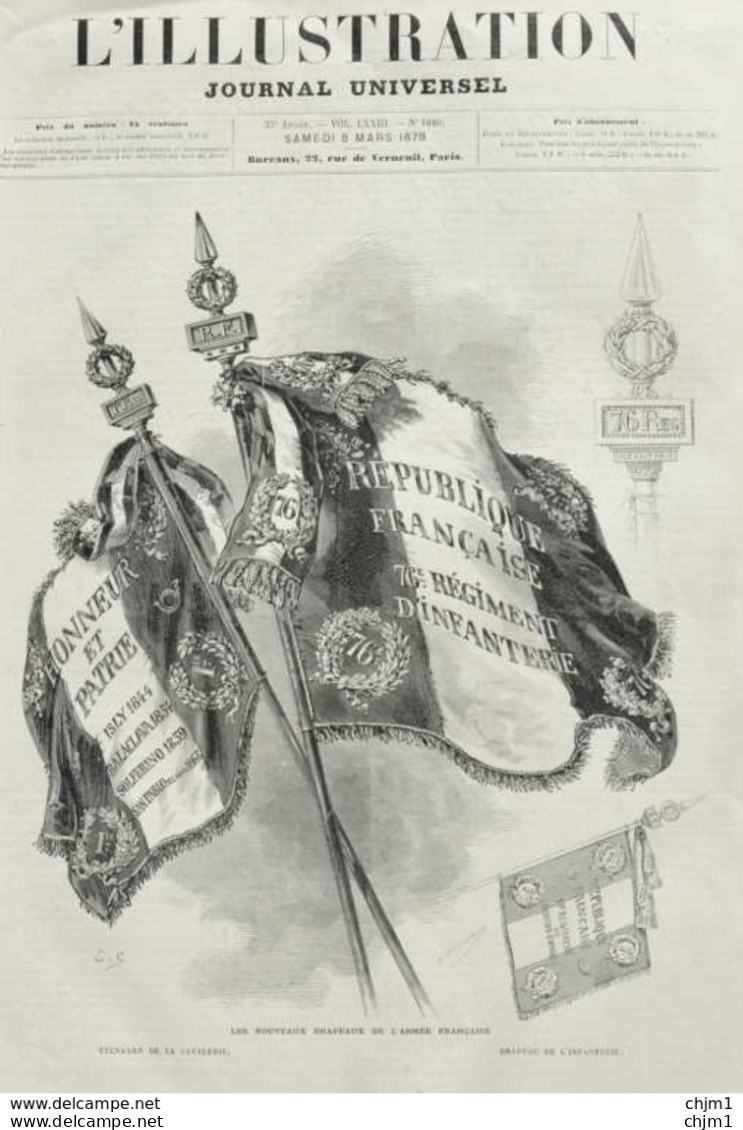 Les Nouveaux Drapeaux De L&acute;armée Francaise - Fahnen Der Franz. Armee - Page Original - 1879 - Documenti Storici