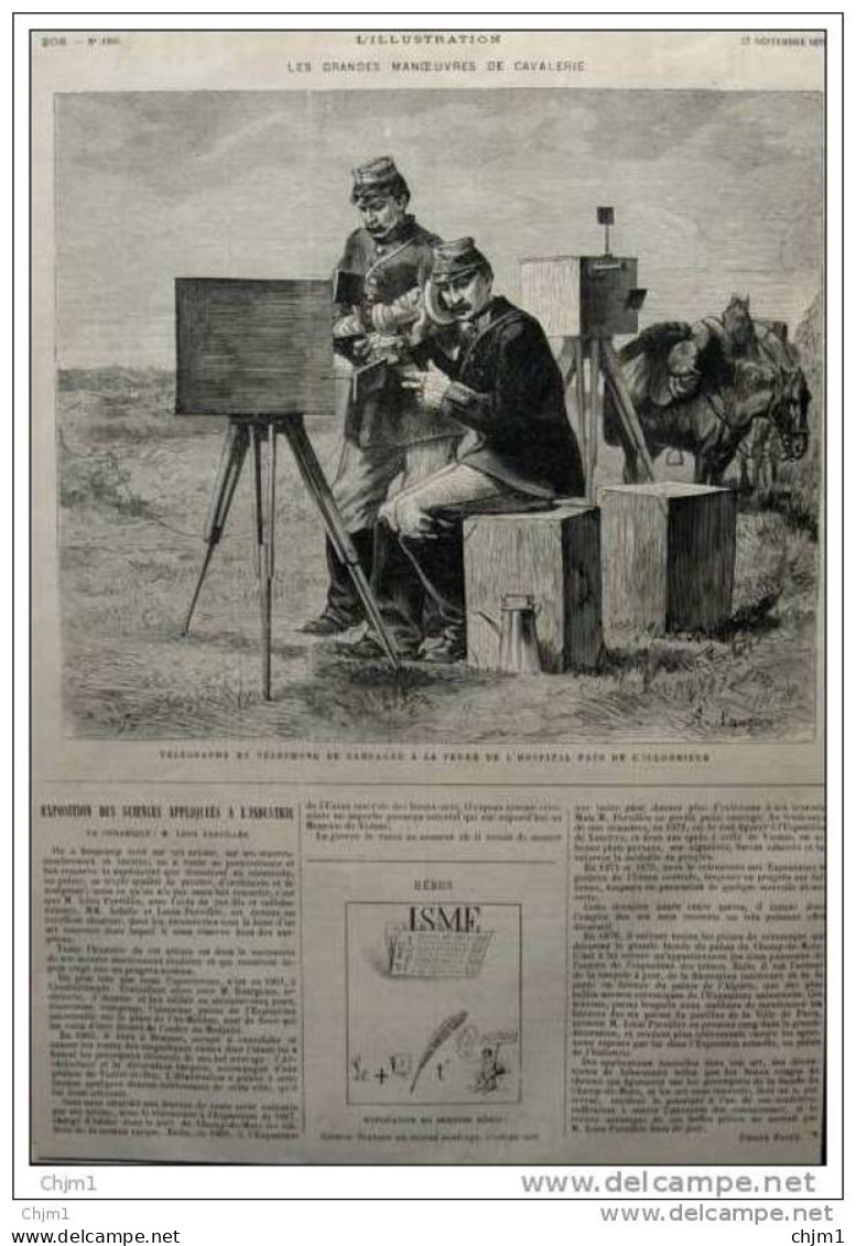 Télégraphe Et Téléphone De Campagne A La Ferme De L&acute;hospital Pres De Coulommiers - Page Original - 1879 - Documenti Storici