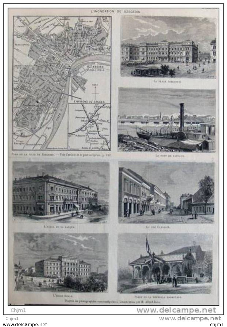 Inondation De Szegedin - Überschwemmung In Szegedin - Place Szechenyi - Page Original - 1879 - Documenti Storici