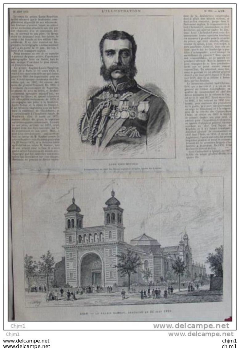 Lille - Le Palais Rameau - Lord Chelmsford - Page Original - 1879 - Historische Dokumente