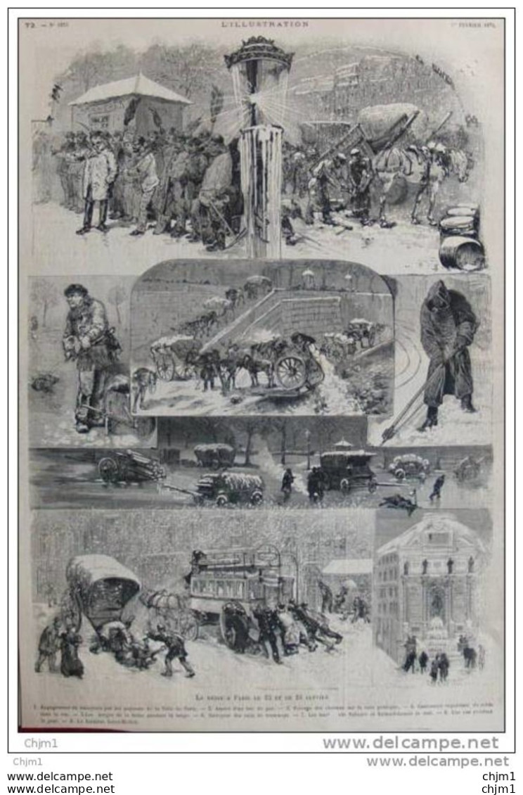 La Neige à Paris Le 23 Et Le 24 Janvier 1879  - Page Original - 1879 - Documenti Storici