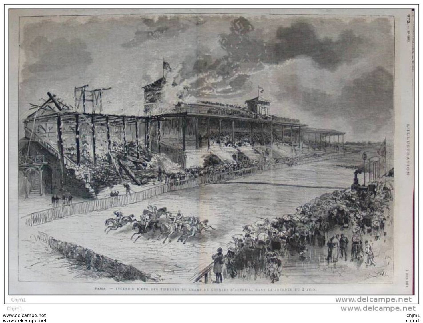 Incendie D&acute;une Des Tribunes Du Champ De Courses D&acute;Auteuil - Page Original - 1879 - Documents Historiques