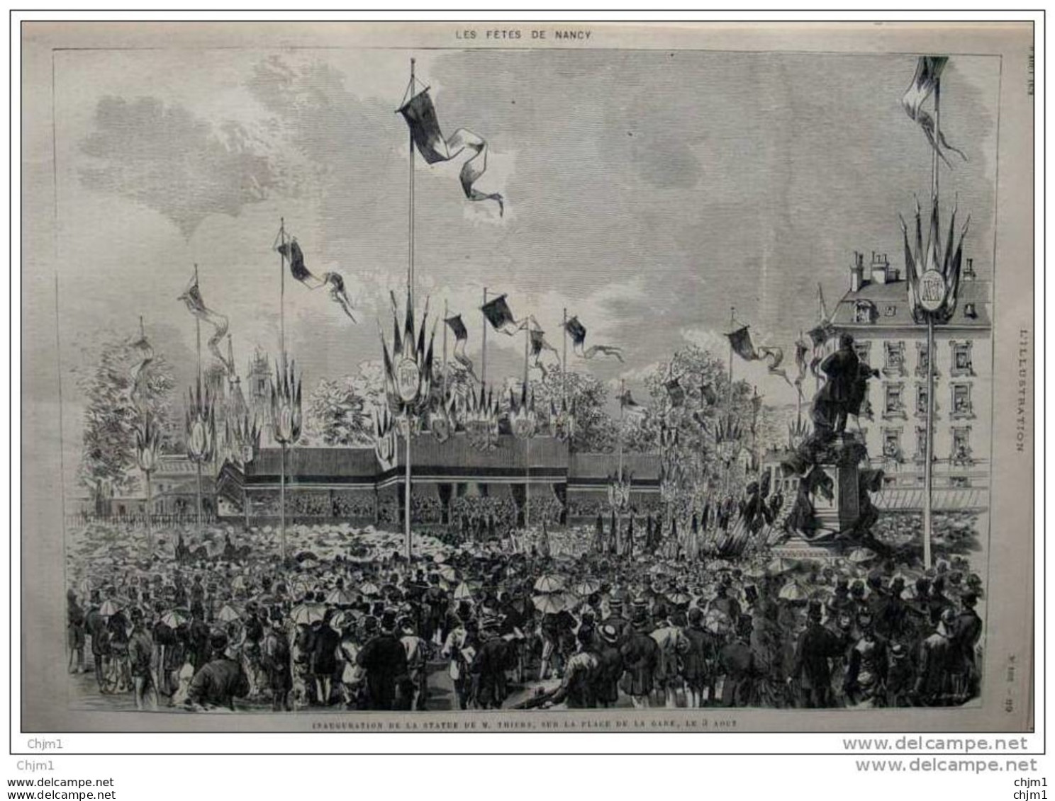 Les Fêtes De Nancy - Inauguration De La Statue De M. Thiers Sur La Place De La Gare - Page Original - 1879 - 4 - Documents Historiques