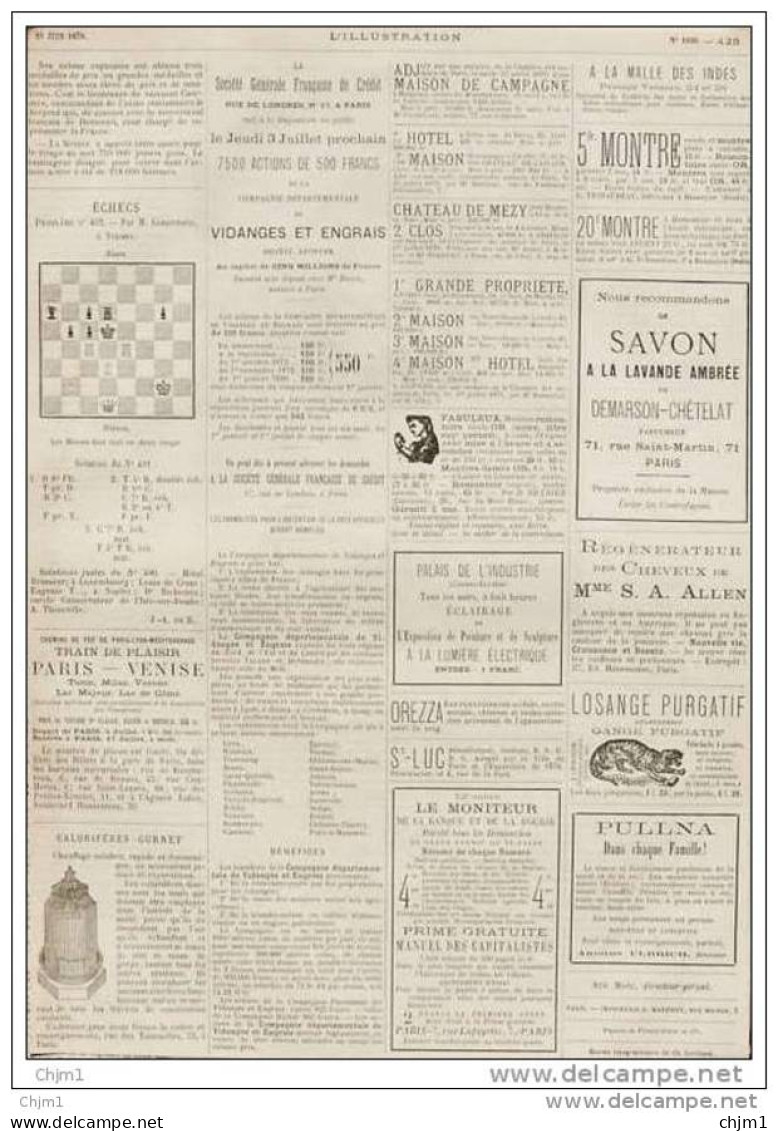 Échecs - Problème N° 492 Par M. Sardotsch à Trieste - Schach - Chess - Page Original 1879 - Historische Dokumente