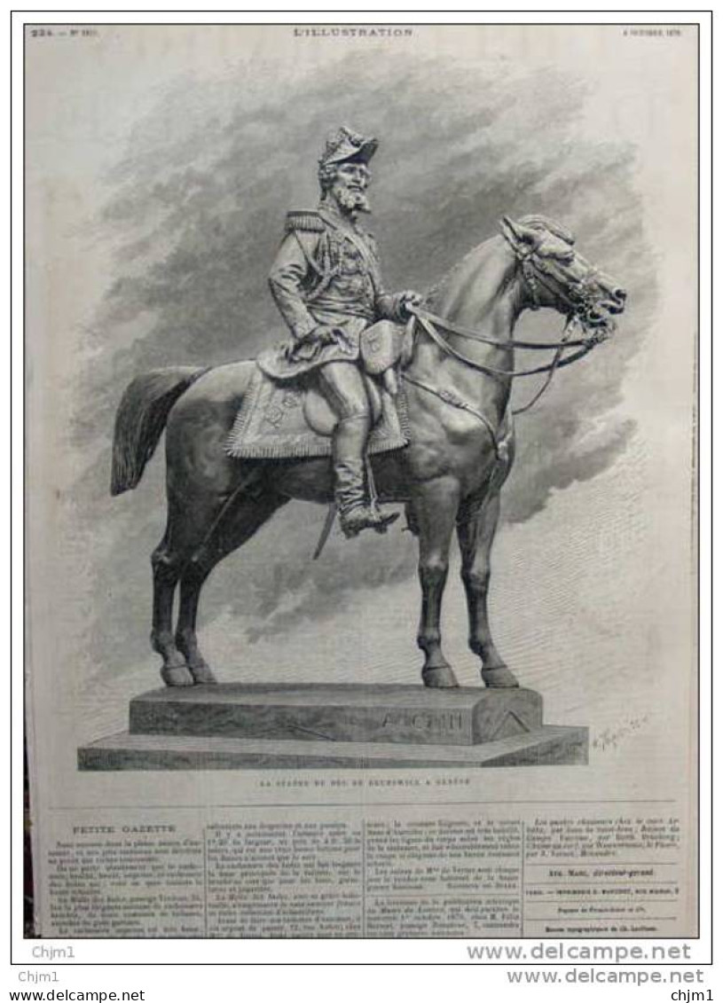 La Statue Du Duc De Brunswick à Genève - Genf - Page Original  1879 - Historical Documents