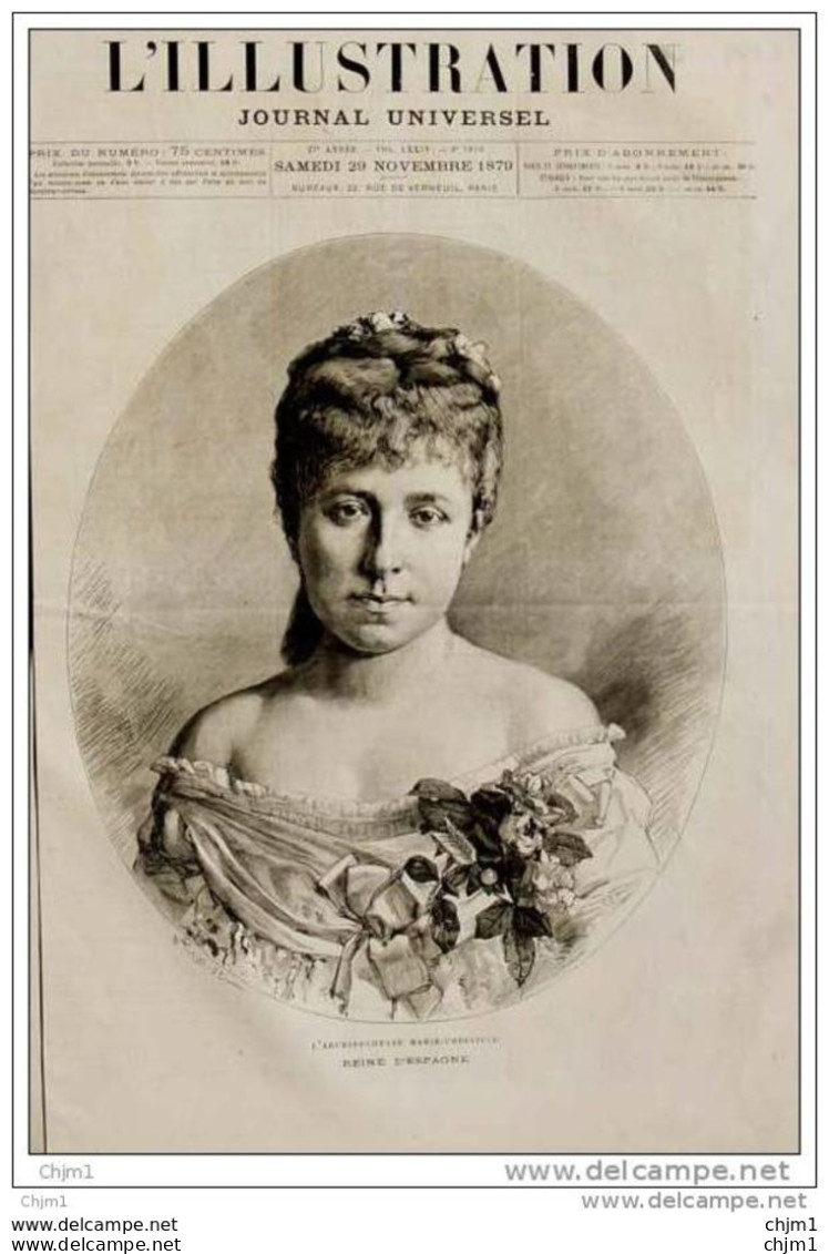 Archiduchesse Marie-Christine - Reine D&acute;Espagne - Spanische Königin - Page Original 1879 - Documentos Históricos