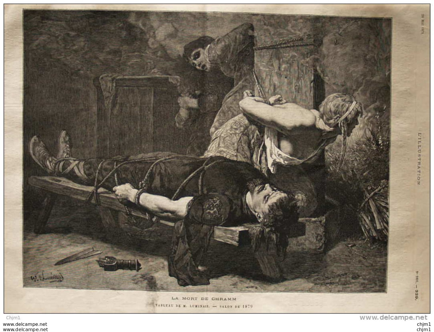 La Mort De Chramm - Tableau De M. Luminais - Page Original - 1879 - Documents Historiques