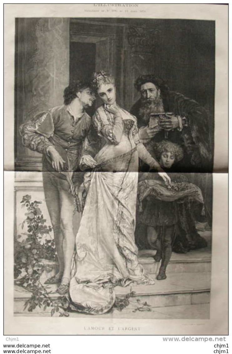 L'Amour Et L'Argent - D'après Le Tableau De M. Vely - Page Original 1879 - Documents Historiques