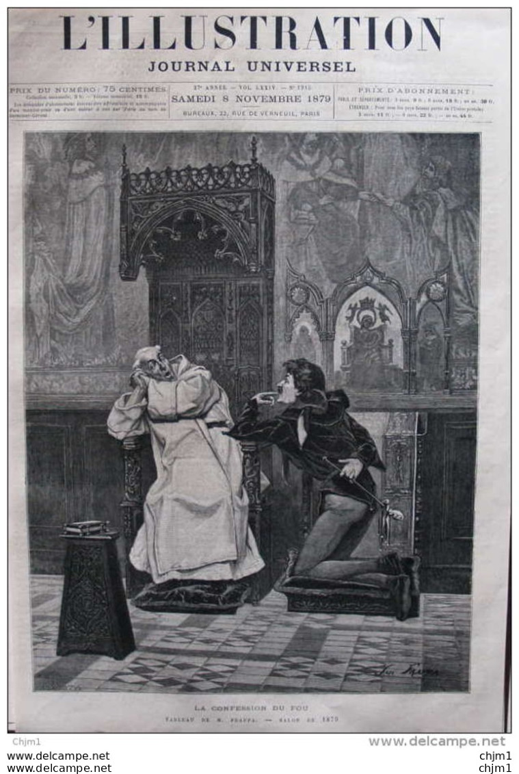 La Confession Du Fou - Tableau De M. Frappa - Page Original - 1879 - Documenti Storici