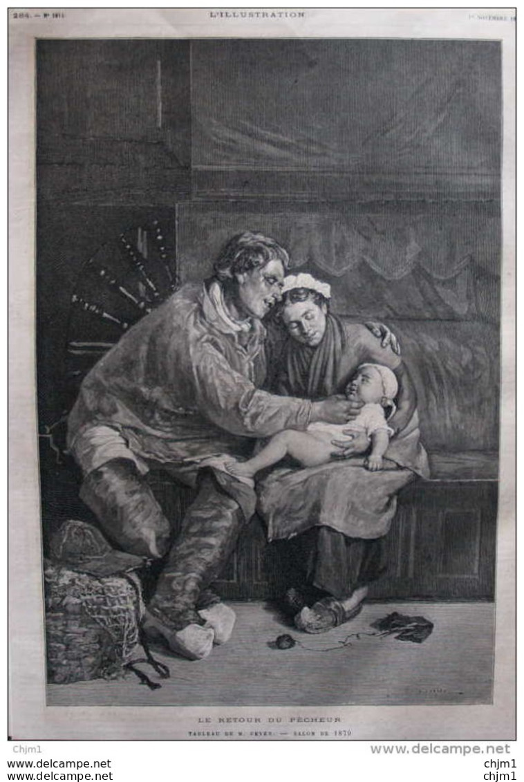 Le Rétour Du Pêcheur -   Tableau De M. Feyen - Page Original - 1879 - Documenti Storici