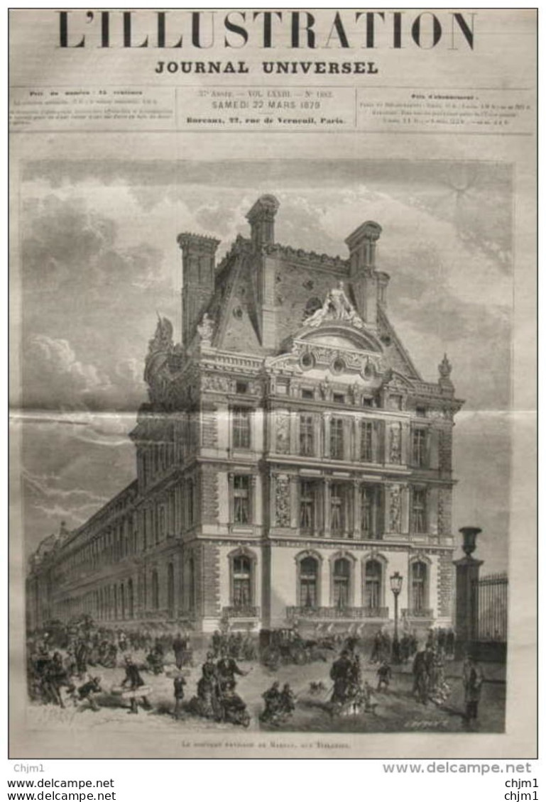 Le Nouveau Pavillon De Marson, Aux Tuileries - Page Original - 1879 - Documenti Storici