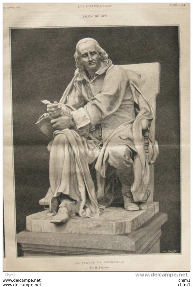 La Statue De Corneille - Par M. Falguière  - Page Original - 1879 - Historische Dokumente