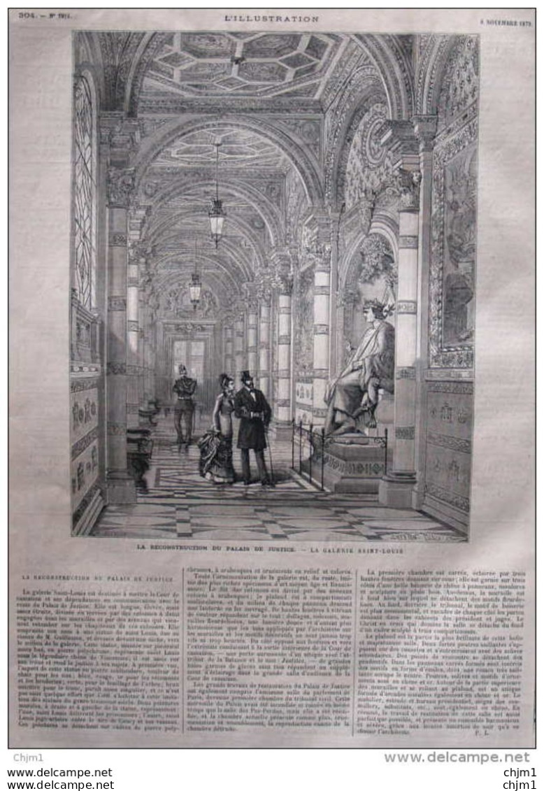 Le Réconstruction Du Palais De Justice - La Galerie Saint-Louis - Page Original - 1879  -  2 - Documenti Storici