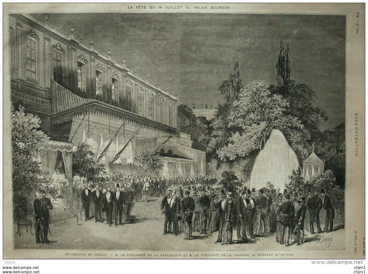 Décoration Du Jardin - Le Président De La République Et Le Président De La Chambre Au Buffet  - Page Original - 1879 - Historical Documents