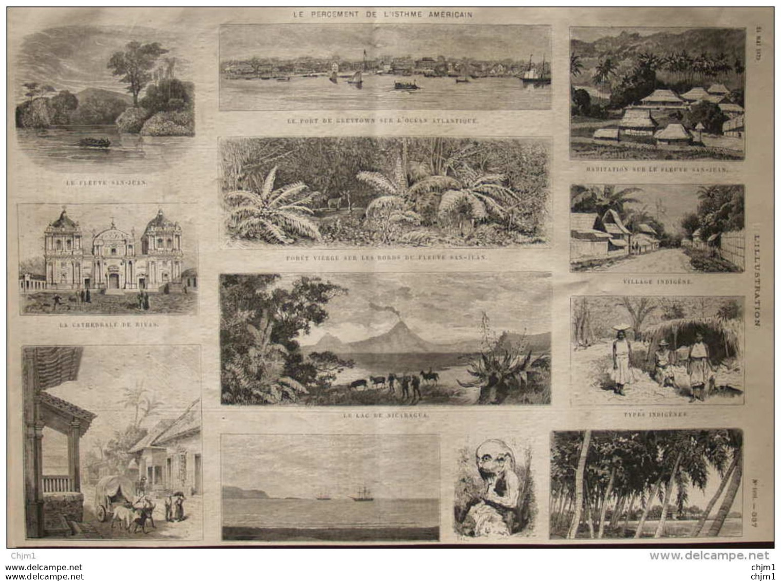 Le Percement De L'Isthme Américain - Le Lac De Nicaragua - La Fleuve San-Juan - Page Original - 1879 - Documents Historiques