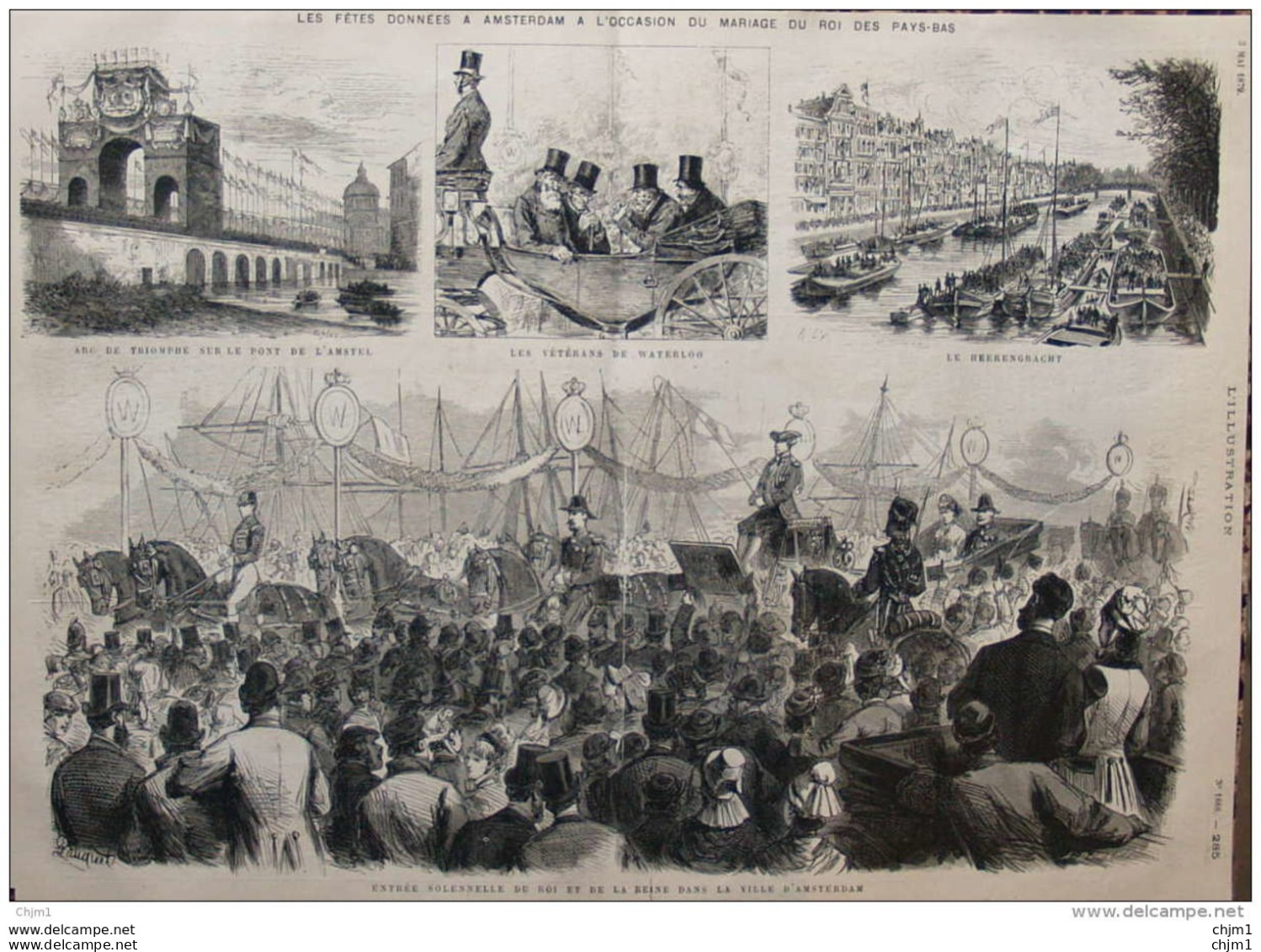 Les Fêtes Données à Amsterdam à L'occasion Du Mariage Du Roi Des Pays-Bas - Page Original 1879 - Historische Dokumente