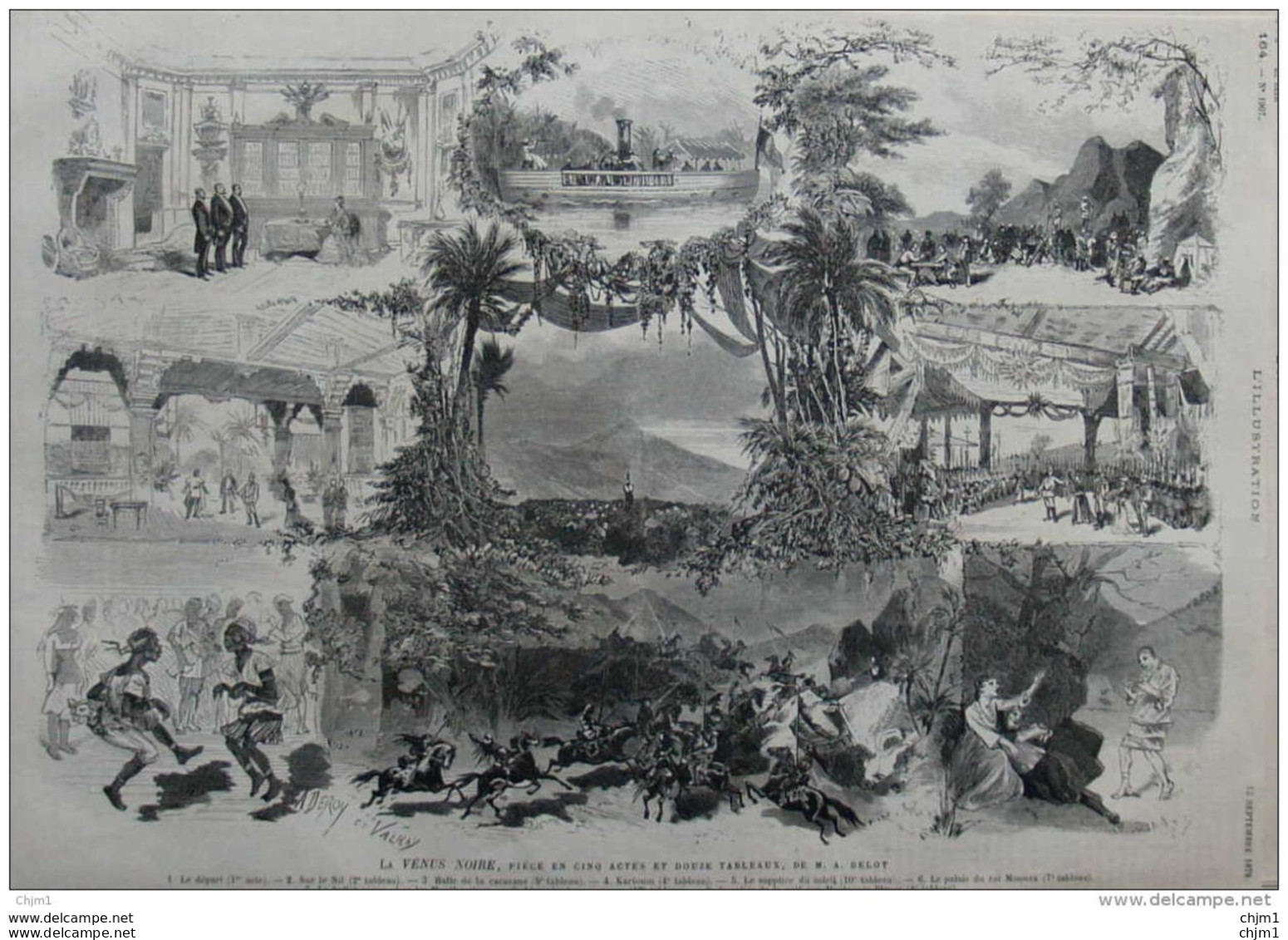"La Venus Noire", Pièce En Cinq Actes De M. A. Belot - Sur Le Nil - Page Original 1879 - 2 - Historische Documenten