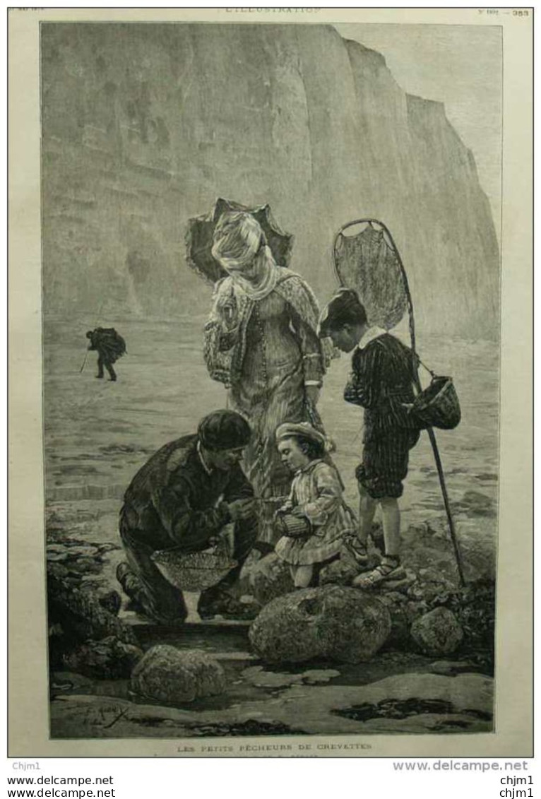 Les Petits Pêcheurs De Crevettes - Tableau De M. Rudaux - Page Original 1879 - Historische Documenten