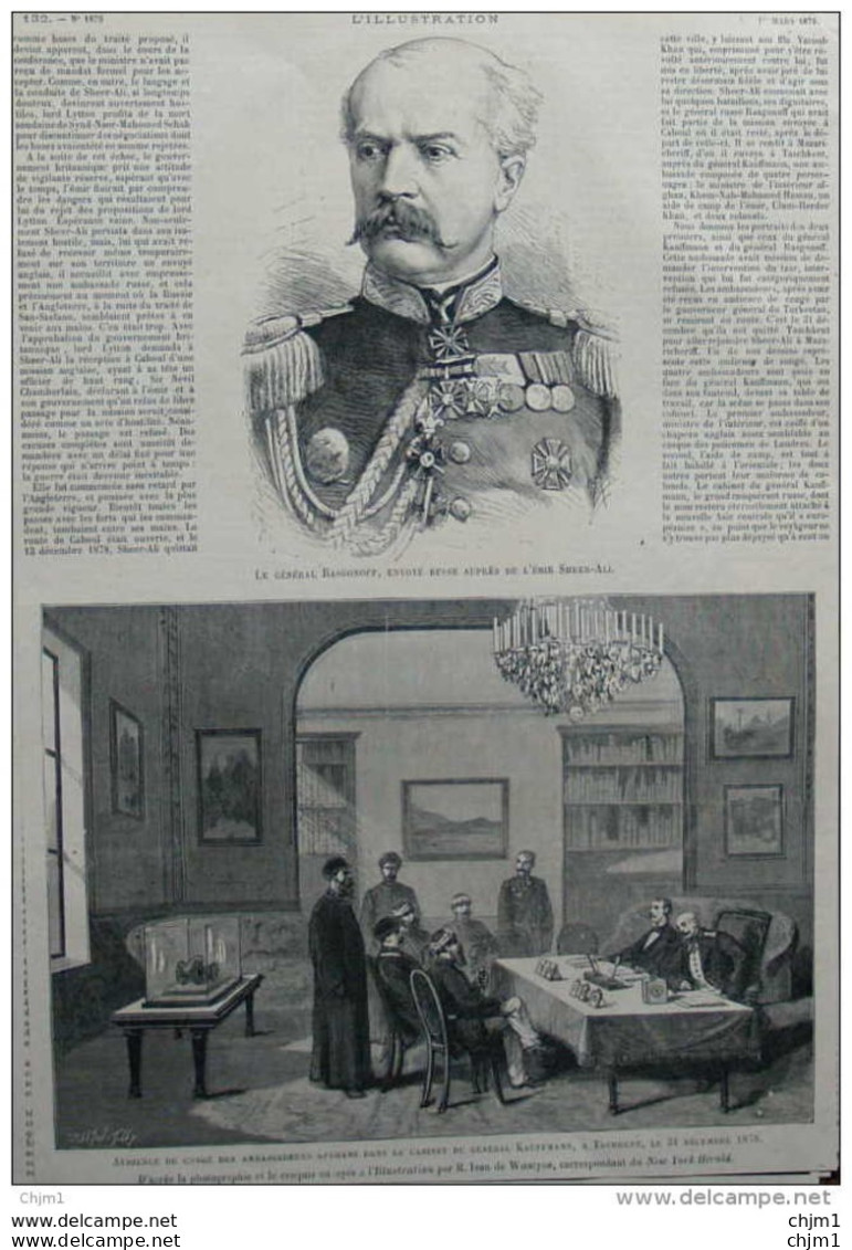 Général Rasgonoff - Audience De Congé Des Ambassadeurs Afghans à Tachkent - Page Original 1879 - Historical Documents