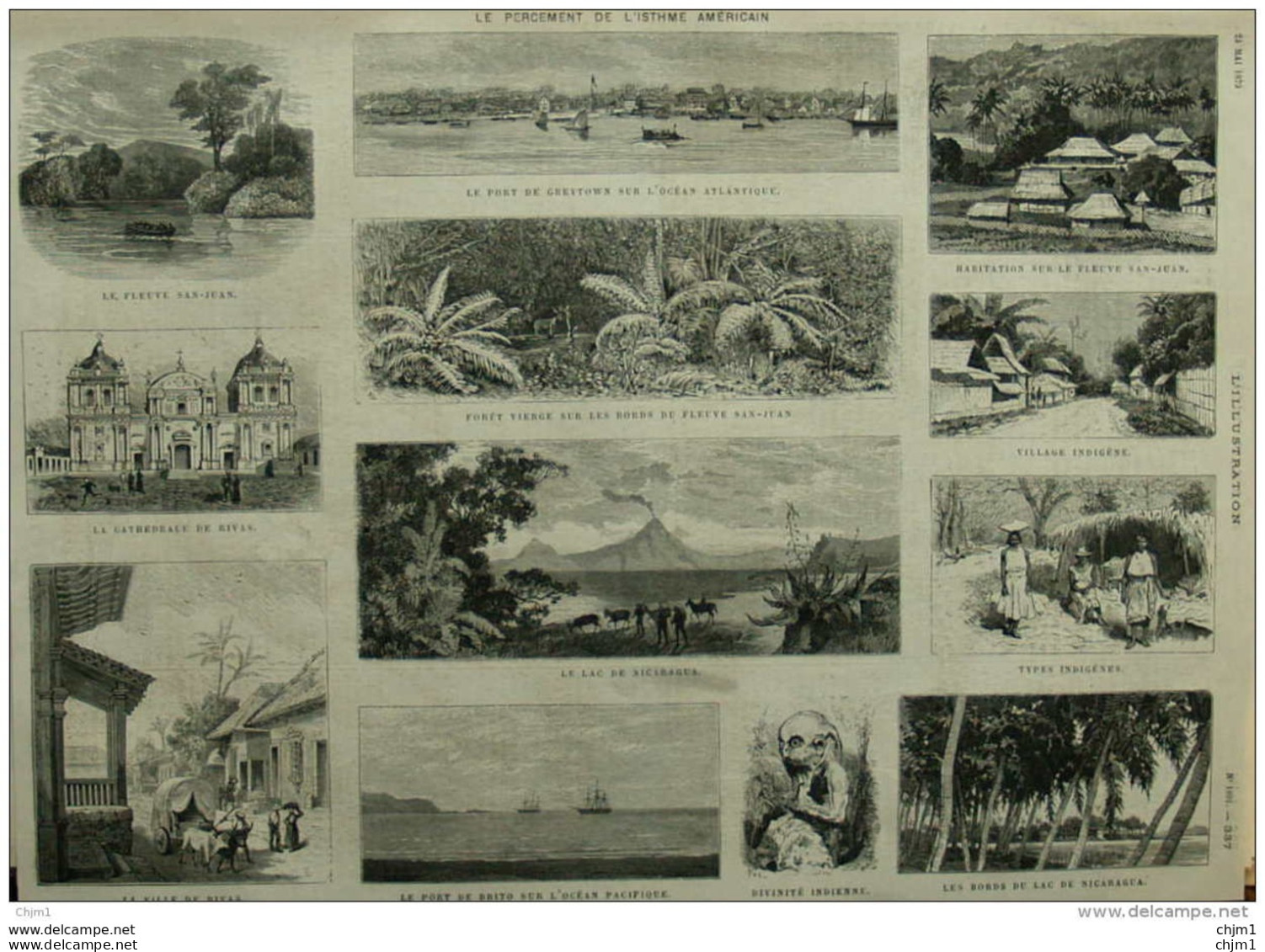 Le Percement De L'Isthme Americain - Le Fleuve San-Juan - La Ville De Rivas - Le Port De Brito - Page Original 1879 - Documents Historiques