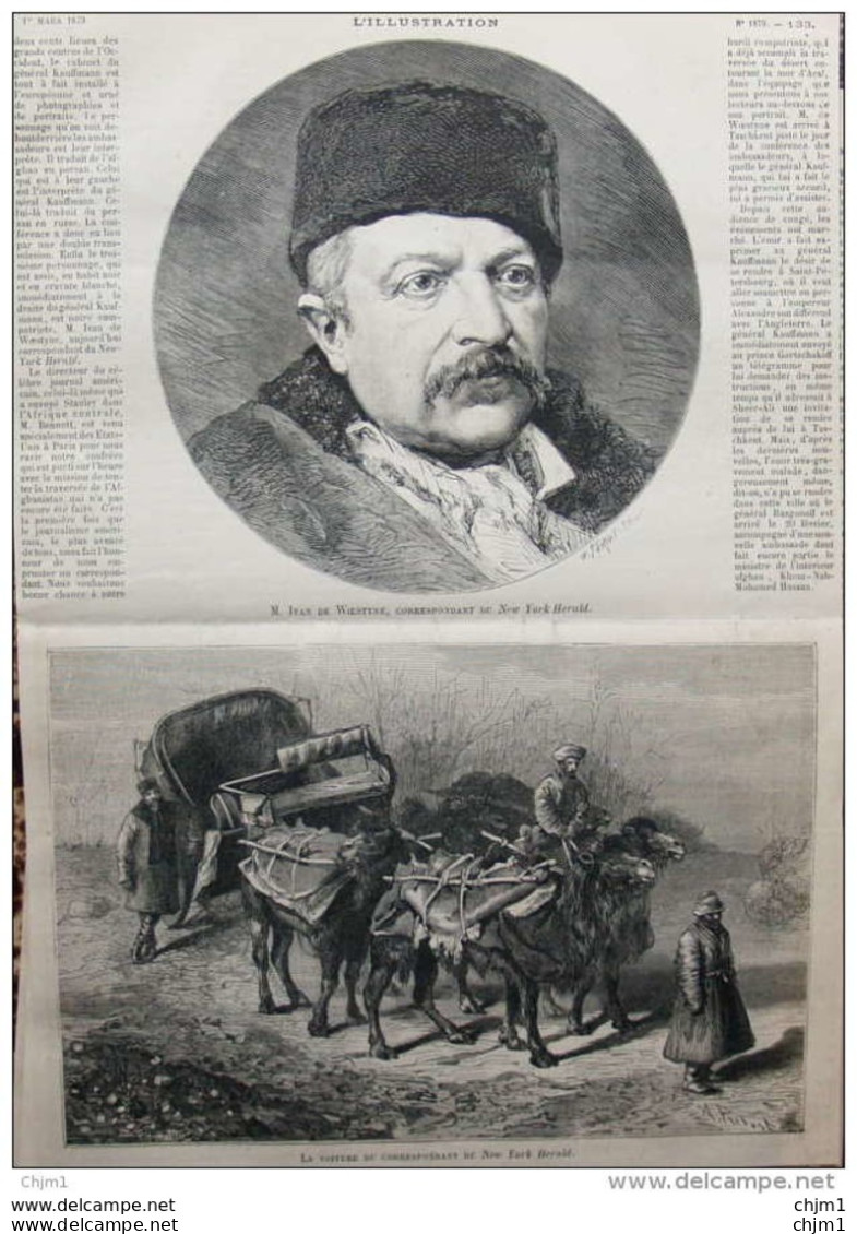 Ivan De Woestyne, Correspondant Du New York Herald - Page Original 1879 - Historical Documents