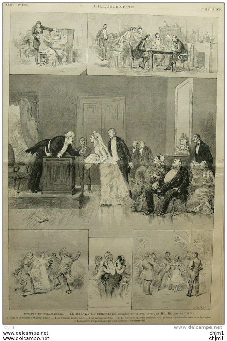 Théâtre Du Palais Royal - "Le Mari De La Débutante", Comédie En Quatre Actes De MM. Meilhac Et Halévy Page Original 1879 - Historical Documents