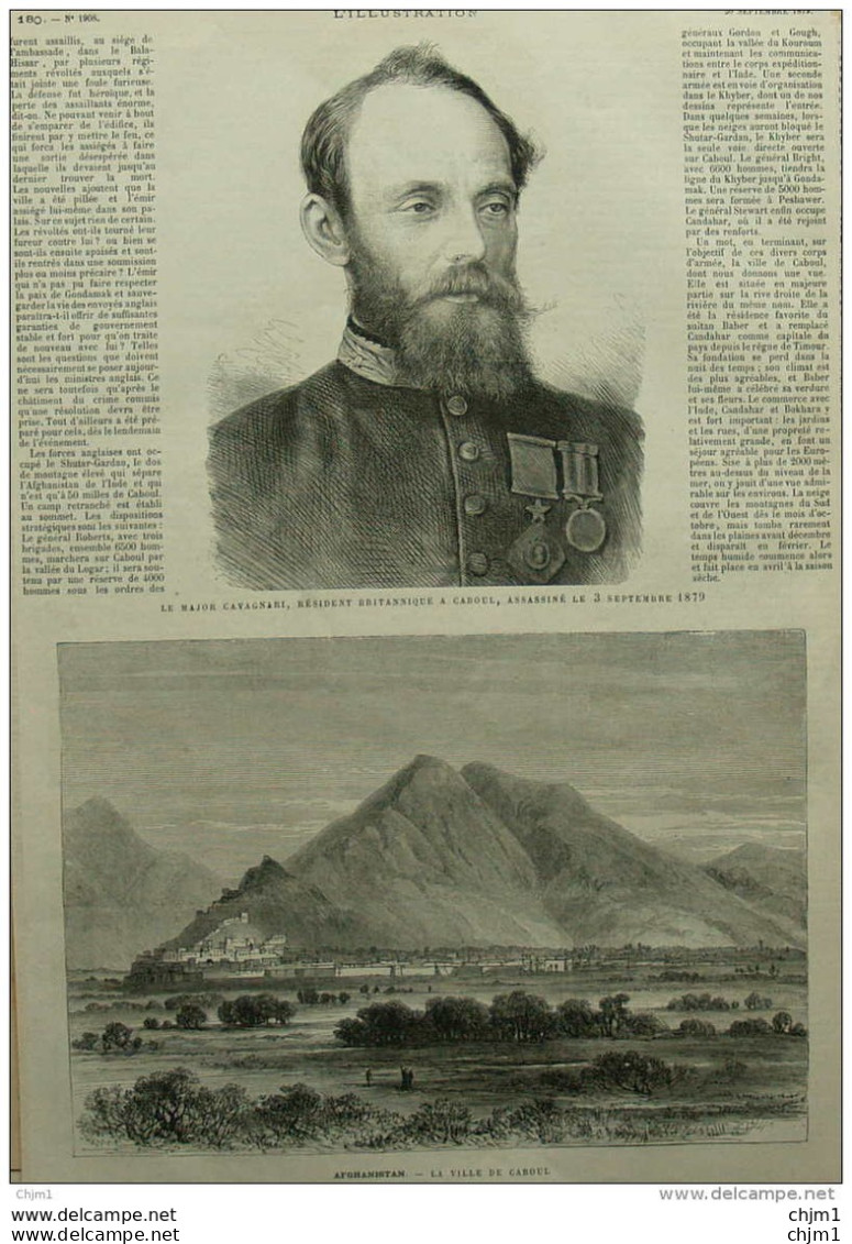 Le Major Cavagnari - Afghanistan - La Ville De Caboul - Kaboul - Page Original 1879 - Historische Documenten