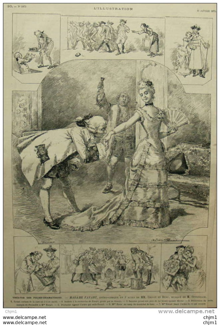 Théâtre Des Folies-Dramatiques "Madame Favart", Opéra-comique En 3 Actes De MM. Chivot Et Duru - Page Original 1879 - Historical Documents