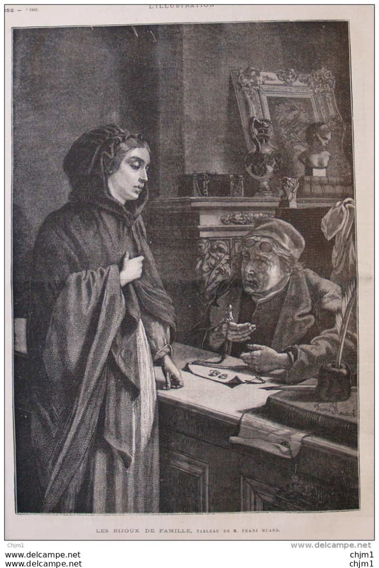 "les Bijoux De Famille", Tableau De M. Franz Huard - Page Original 1879 - Documentos Históricos