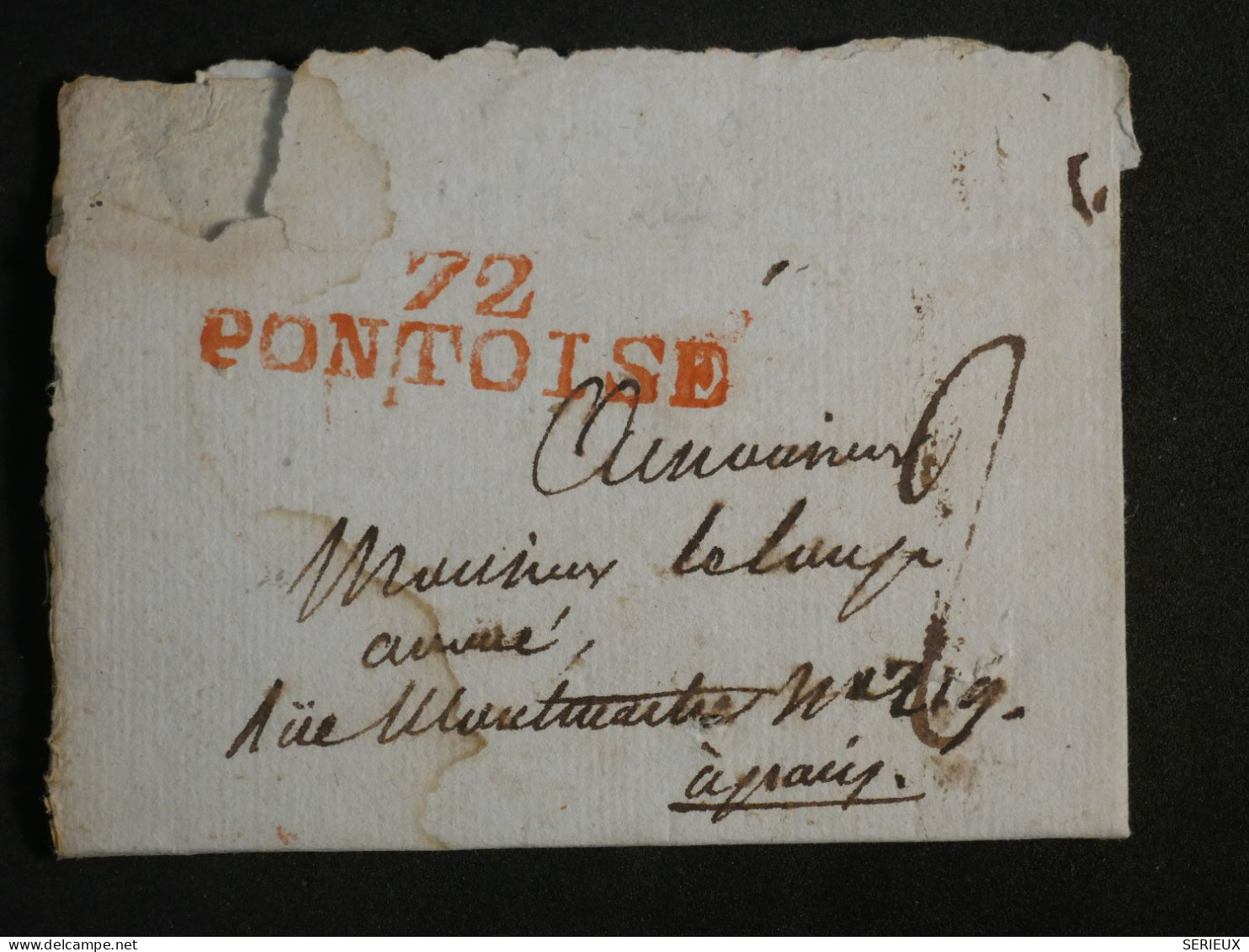 DN14 FRANCE  LETTRE RARE  1801   PONTOISE A  PARIS  + +AFF. ROUGE INTERESSANT++ - 1801-1848: Précurseurs XIX