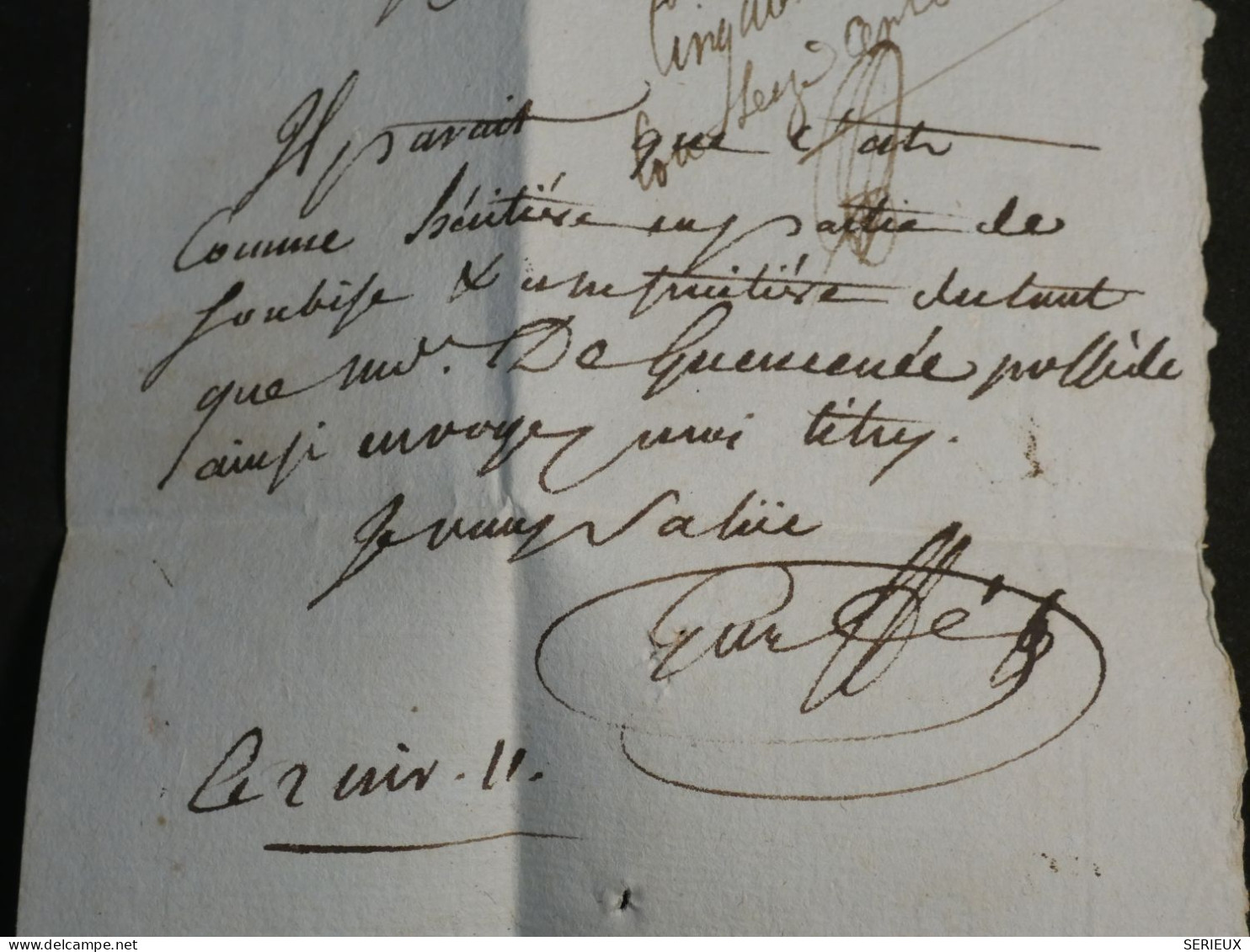 DN14 FRANCE  LETTRE RARE  1801   PONTOISE A  PARIS  + +AFF. ROUGE INTERESSANT++ - 1801-1848: Precursori XIX