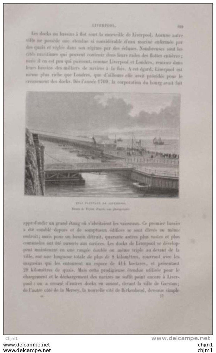 Quai Flottant De Liverpool -  Page Original 1879 - Historische Dokumente